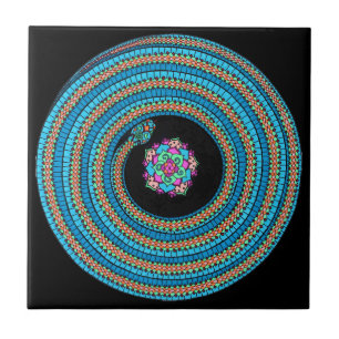 Jewel Snake Mandala Deco Tile /black tile