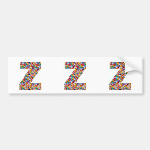 Jewel Stone Studded Alpha ZZZ z ZZ Birthday Gifts Bumper Sticker