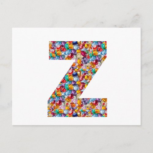 Jewel Stone Studded Alpha ZZZ z ZZ  Birthday Gifts Postcard