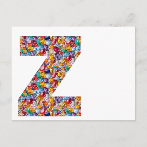 Jewel Stone Studded Alpha ZZZ z ZZ  Birthday Gifts Postcard