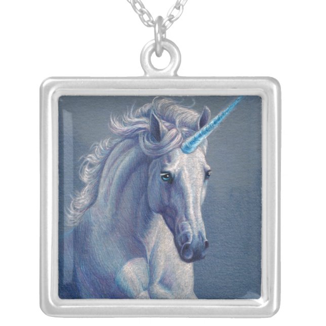 Jewel the Unicorn Silver Plated Necklace (Front)