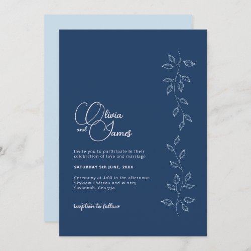 Jewel Tone Blue Modern Wedding QR Code Invitation