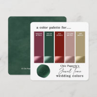 Jewel Tone Bold Wedding Swatch Color palette Card