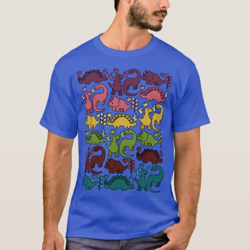 Jewel Tone Colorful Dinosaurs T_Shirt