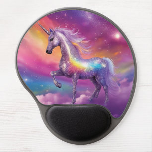 Jewel Tone Cosmic Sparkle Rainbow Glitter Unicorn Gel Mouse Pad