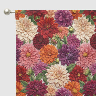 Jewel Tone Dahlia Embroidery Style Dense Floral Blackout Curtains