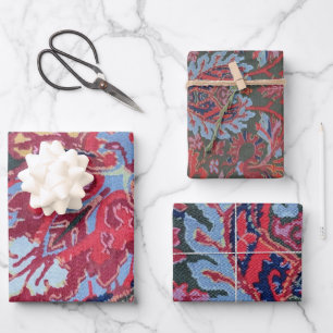 Jewel Tone Fabric Style Photo Wrapping Paper Sheets