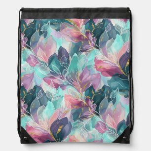 Jewel Tone Floral Drawstring Bag
