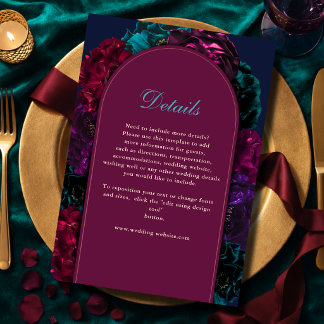 Jewel tone floral wedding enclosure card
