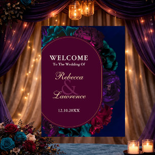 Jewel tone floral wedding foam board