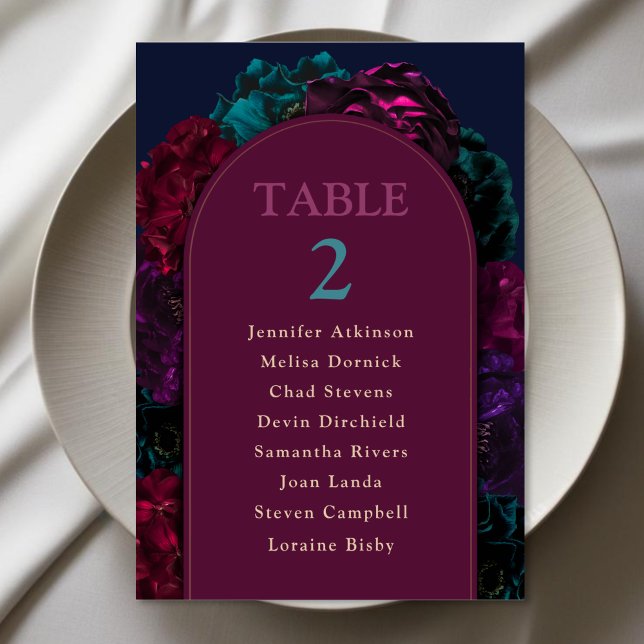 Jewel tone floral wedding table number (Creator Uploaded)