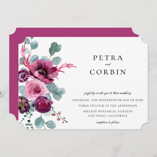 Jewel Tone Garden Floral Wedding Invitation