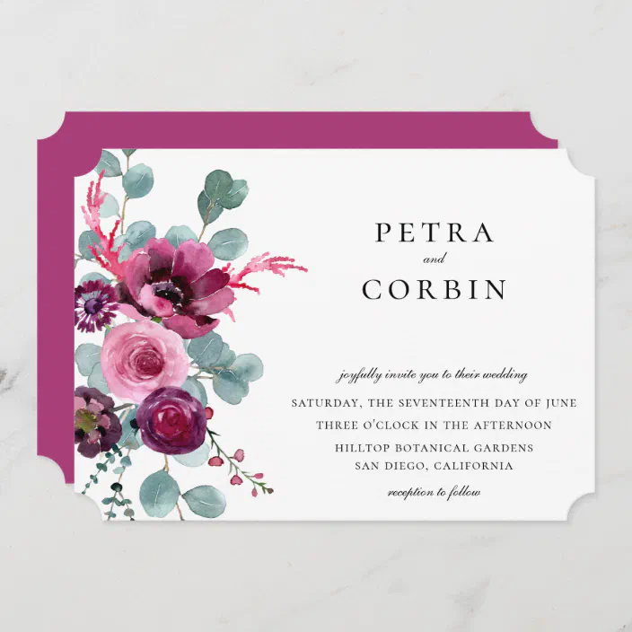 Jewel Tone Garden Floral Wedding Invitation Zazzle Com