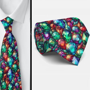 Jewel Tone Gemstone Pattern Neck Tie