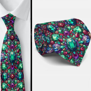 Jewel Tone Gemstone Pattern Neck Tie