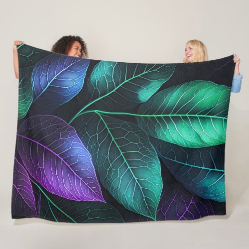 Jewel Tone Leaves Fleece Blanket