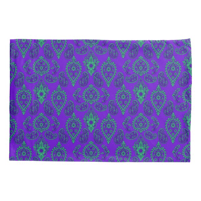 Jewel-Tone Ornate Paisley Design Pillow Case (Back)