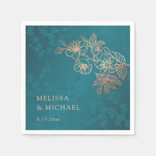 Jewel Tone Peacock Floral Wedding Napkins