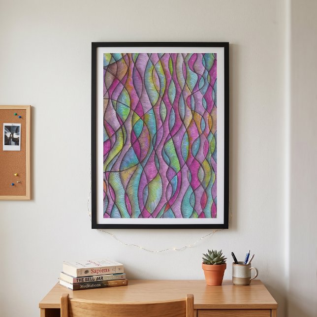 Jewel Tone Psychedelic Wavy Abstract Art Poster (Creator Uploaded)