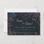 Jewel Tone Purple And Teal Flowers Save The Date at Zazzle