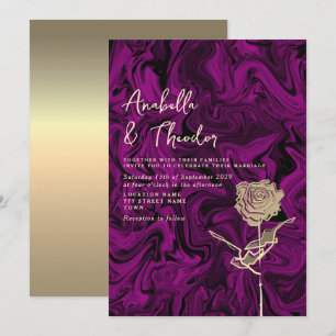 Jewel Tone Purple Gold Wedding Invitation