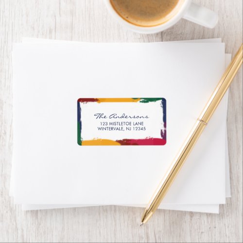 Jewel Tone Rainbow Colors Painted Border Label