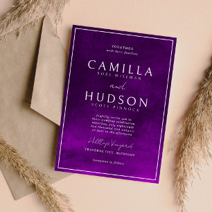 Jewel Tone Romance Amethyst Minimal Wedding Invitation