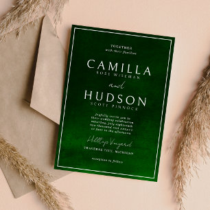 Jewel Tone Romance   Emerald   Minimal Wedding Invitation