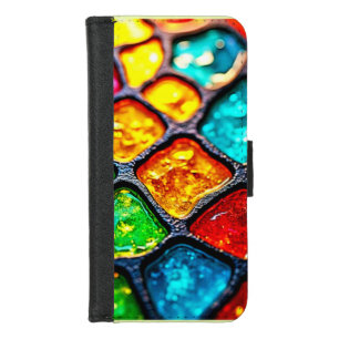 Jewel Tone Stained Glass Art Glow Design iPhone 8/7 Wallet Case