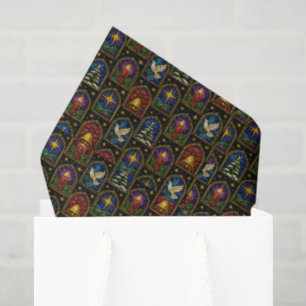 Jewel Tone Stained Glass Christmas Window Tissue Paper