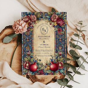 Jewel Tone Vintage Botanical Wedding Invitation