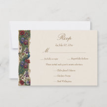 Jewel Tone Vintage Floral Peacocks Wedding Meal