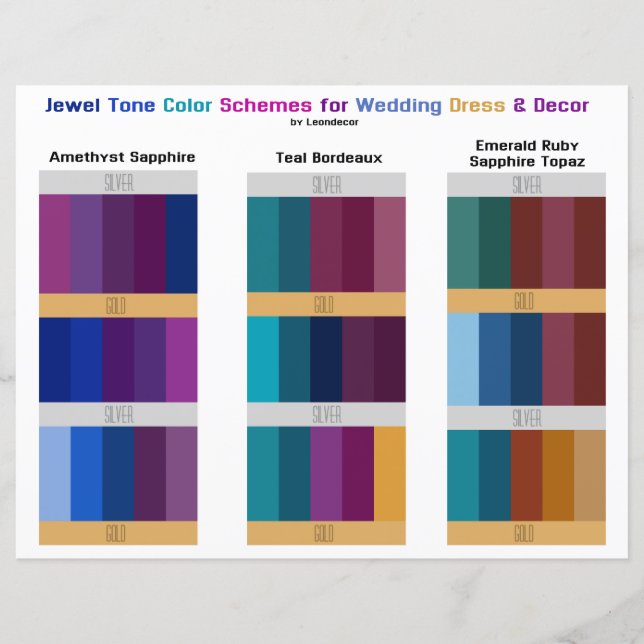 Jewel Tone Wedding Color Schemes Palettes (Front)