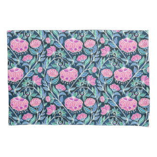 Jewel Toned Boho Chalk Chintz Floral Pattern Pillow Case