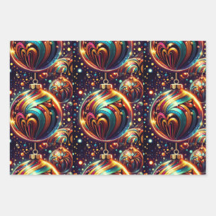 Jewel-Toned Ornament Wrapping Paper Sheets