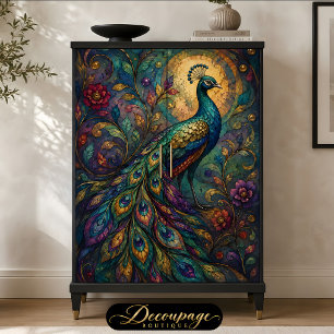 Jewel Toned Peacock Floral Decoupage Tissue Paper