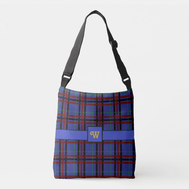 Jewel-Toned Plaid All-Over-Print Bag (Front)