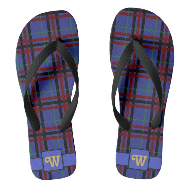 Jewel-Toned Plaid Flip Flops (Footbed)