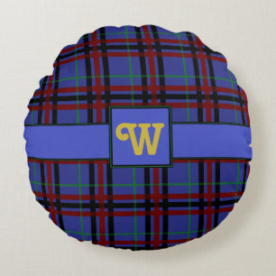 Jewel-Toned Plaid Round Pillow