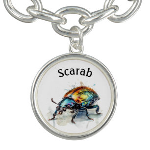 Jewel Toned Scarab Gift for Entomology Fans Bracelet