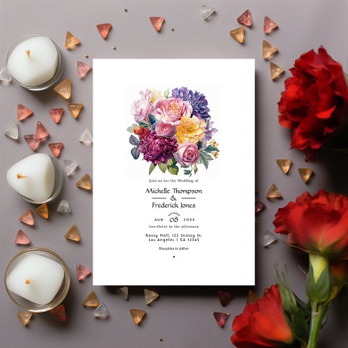 Jewel_tones and Green Floral Wedding Invitation