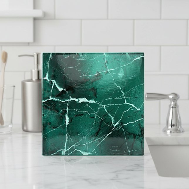 Jewel Tones Marble Abstract Emerald Green ID1288 Ceramic Tile (Creator Uploaded)
