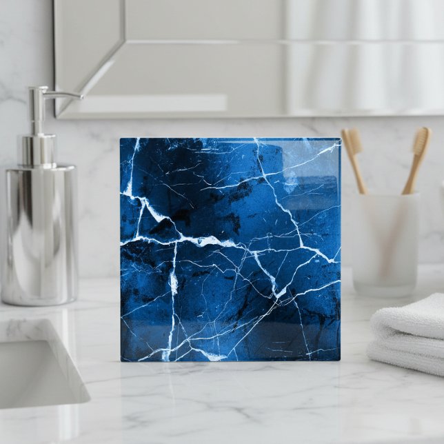 Jewel Tones Marble Abstract Sapphire Blue D1288 Ceramic Tile (Creator Uploaded)