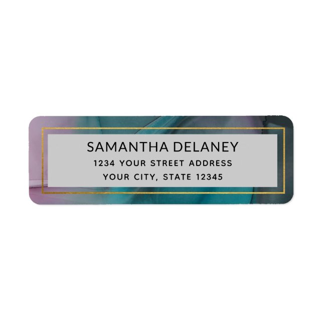 Jewel Tones Marble Ink Wash Pattern Label (Front)