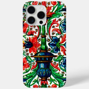 Jewel Tones Medieval Manuscript Flowers Scrolls iPhone 15 Pro Max Case