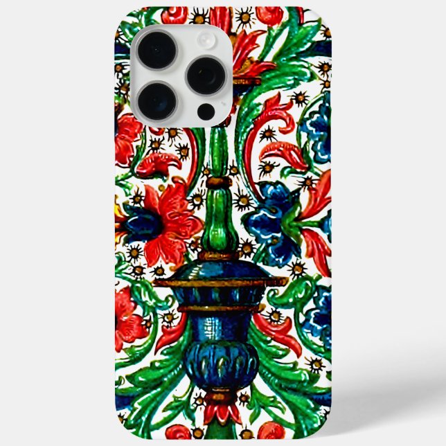 Jewel Tones Medieval Manuscript Flowers Scrolls Case-Mate iPhone Case (Back)