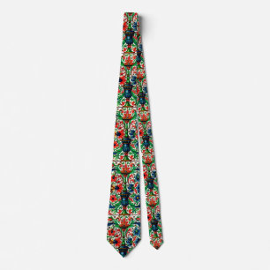 Jewel Tones Medieval Manuscript Flowers Scrolls Neck Tie
