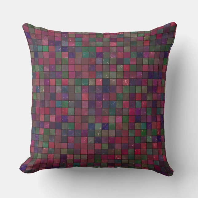 Jewel Tones Mosaic Patterned Throw Pillow (Front)