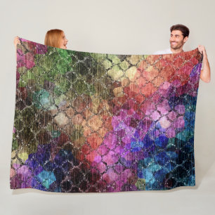 Jewel Tones Shimmery Abstract Pattern Fleece Blanket