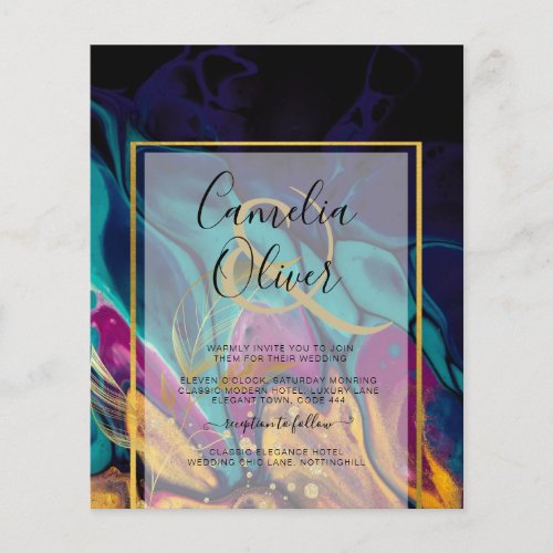 Jewel Tones WEDDING INK Plum Purple Teal Navy Gold Flyer